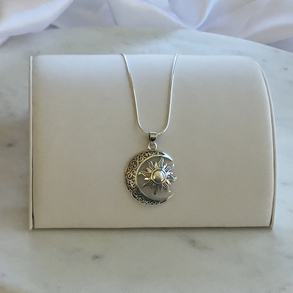 Sterling Silver Moon & Sun Necklace - Picture 2 of 16